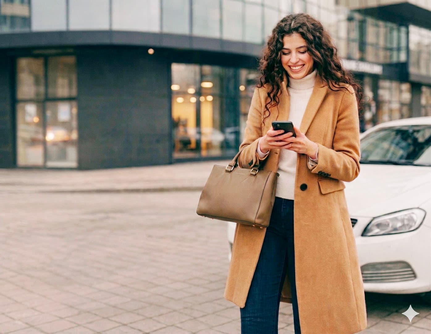 Woman smiling while selling her car with Shopicar